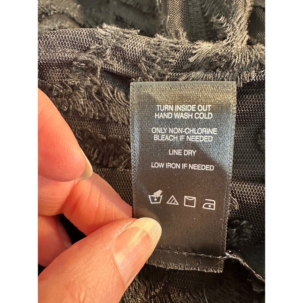 Ali Miles Textured Mesh Topper Jacket Size XL Black Sheer Wire Collar 3/4 Sleeve - Picture 8 of 9